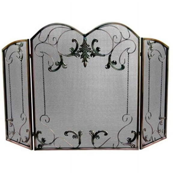 Uniflame 3-Fold Venetian Bronze Screen with Leaf Scrolls