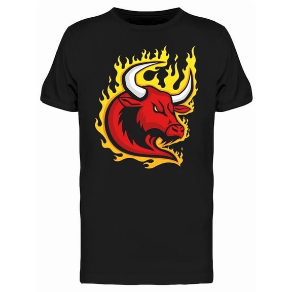 Angry Bull On Fire T-Shirt Men -Image by Shutterstock, Male x-Large