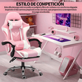 thumbnail image 2 of Silla Gamer Reclinable Giratoria Ergonómica Masaje Lumbar Color Rosa/blanco Material Del Tapizado Cuero Sintético, 2 of 6