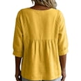 thumbnail image 6 of Lenpel Womens Cotton Linen Tops V Neck 3/4 Sleeve Solid Color Shirts Casual Loose Fit Fashion Lace Patchwork Blouses, 6 of 7