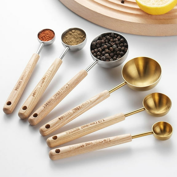 Kcavykas up to 60% off Gifts Stainless Steel Coffee Measuring Spoon, Wooden Handle Tea and Baking Scale Spoon, Food Seasoning and Milk Powder Scoop Birthday Gift