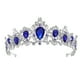 thumbnail image 1 of Tiara de cristal real, corona de boda, tocado, accesorio para el cabello de novia (base plateada, azul), 1 of 7