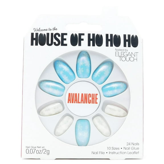 House of Ho Ho Ho Nailed by Elegant Touch Avalanche 24-Piece False Nails with Nail Glue & Nail File