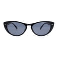 thumbnail image 2 of Womens Retro Hipster Keyhole Bridge Cat Eye Plastic Sunglasses All Black, 2 of 4