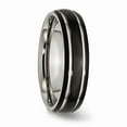 thumbnail image 4 of Grey Titanium Ring Band Wedding Grooved 6mm Black IP-plated Polished, 4 of 6