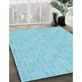 thumbnail image 3 of Ahgly Company Machine Washable Indoor Round Transitional Tron Blue Area Rugs, 7' Round, 3 of 7