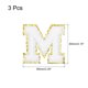 thumbnail image 2 of Carteles de letras de chenilla M parches de gran tamaño 80mm/3.15 pulgadas con brillo dorado para ropa, zapatos, gorras 3PCS (blanco), 2 of 5
