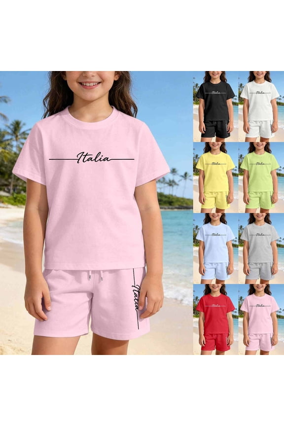 Baby Girl Clothes Summer Alphabet Print Loose Fit Short Sleeve Outfit Set Girls Summer Outfits Black 4-5 Years