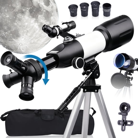 USCAMEL Telescope for New Stargazers, 70/400mm Refractor Telescope with 3 Rotatable Interchangeable Eyepieces, Tripod & Phone Holder, 16x-133x Beginner Friendly Astronomy Telescope for Moon Viewing