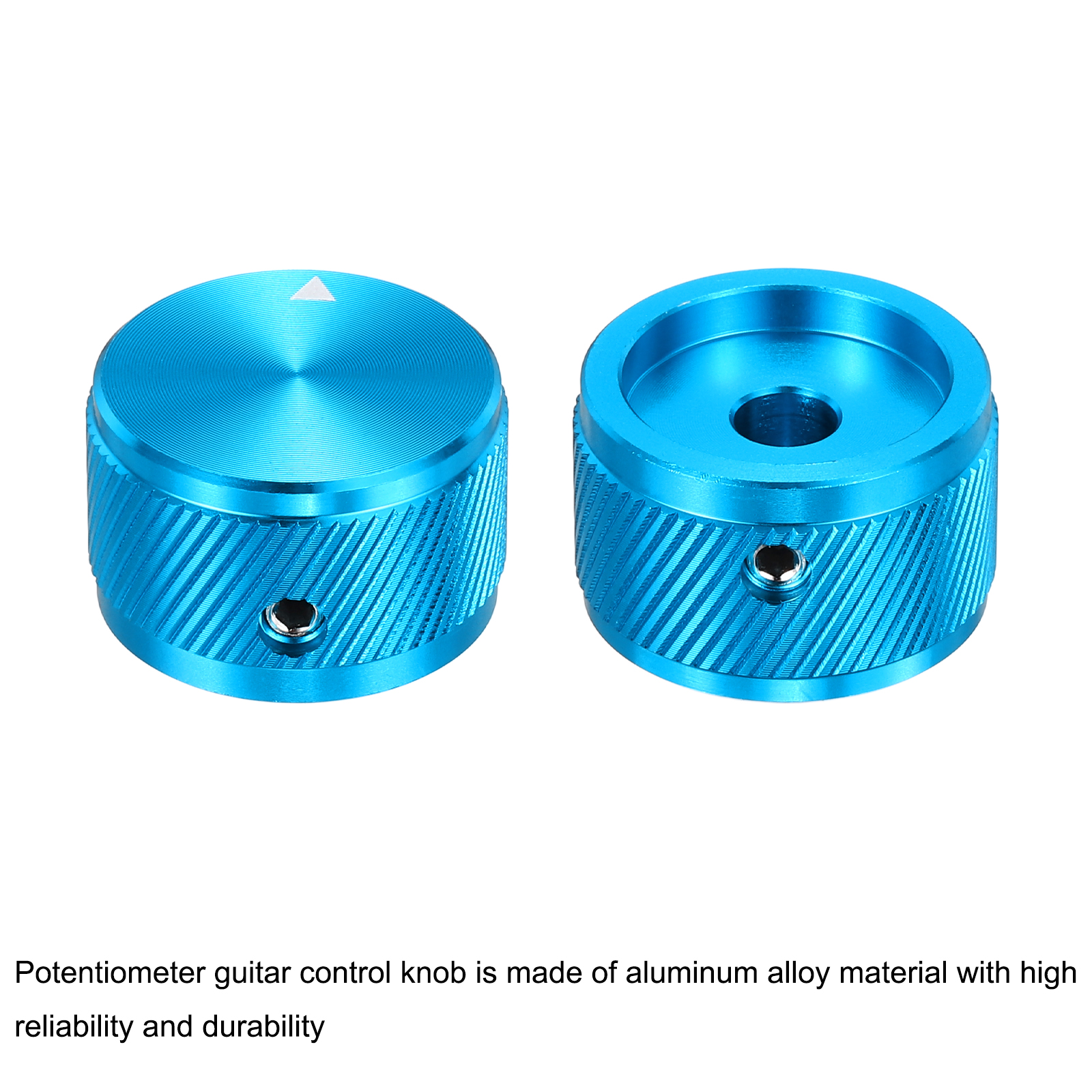 Uxcell 6 Pcs Aluminium Potentiometer Knobs, 1/4" (6mm) Universal Volume Tone Control Knobs for Guitar, Bass, Twill 5/8" Blue