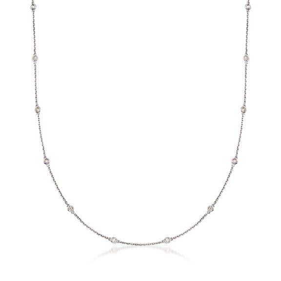 Ross-Simons 0.50 ct. t.w. Bezel-Set Diamond Station Necklace in Sterling Silver, Women's, Adult