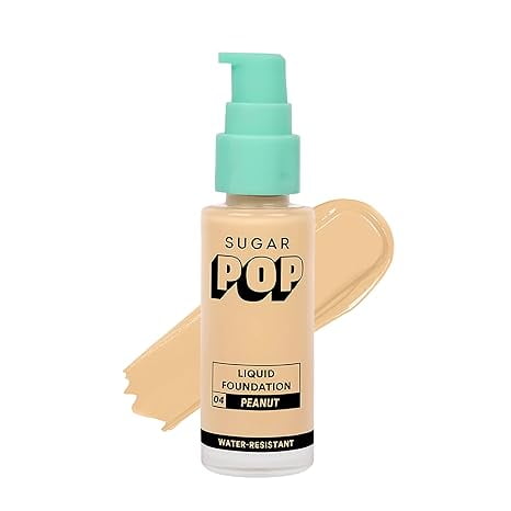 SUGAR POP Liquid Foundation - 04 Peanut - 30 ml | Water Resistant | Lasts Upto 10 Hrs | Super Matte | Full Coverage