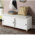 thumbnail image 2 of Storage Bench with Cushion Entryway Seating Shoe Storage Cushioned with Removable Cushion, Wooden Shoe Bench with 2 Cabinets(White), 2 of 8