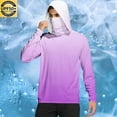 thumbnail image 2 of FAVIPT Men's Sun Protection Shirts with Mask Gradient Long Sleeve Hooded Shirts Lightweight Rash Guard Soft Shirts Outdoor Hiking UPF 50+ Outwear Purple,XXL, 2 of 7