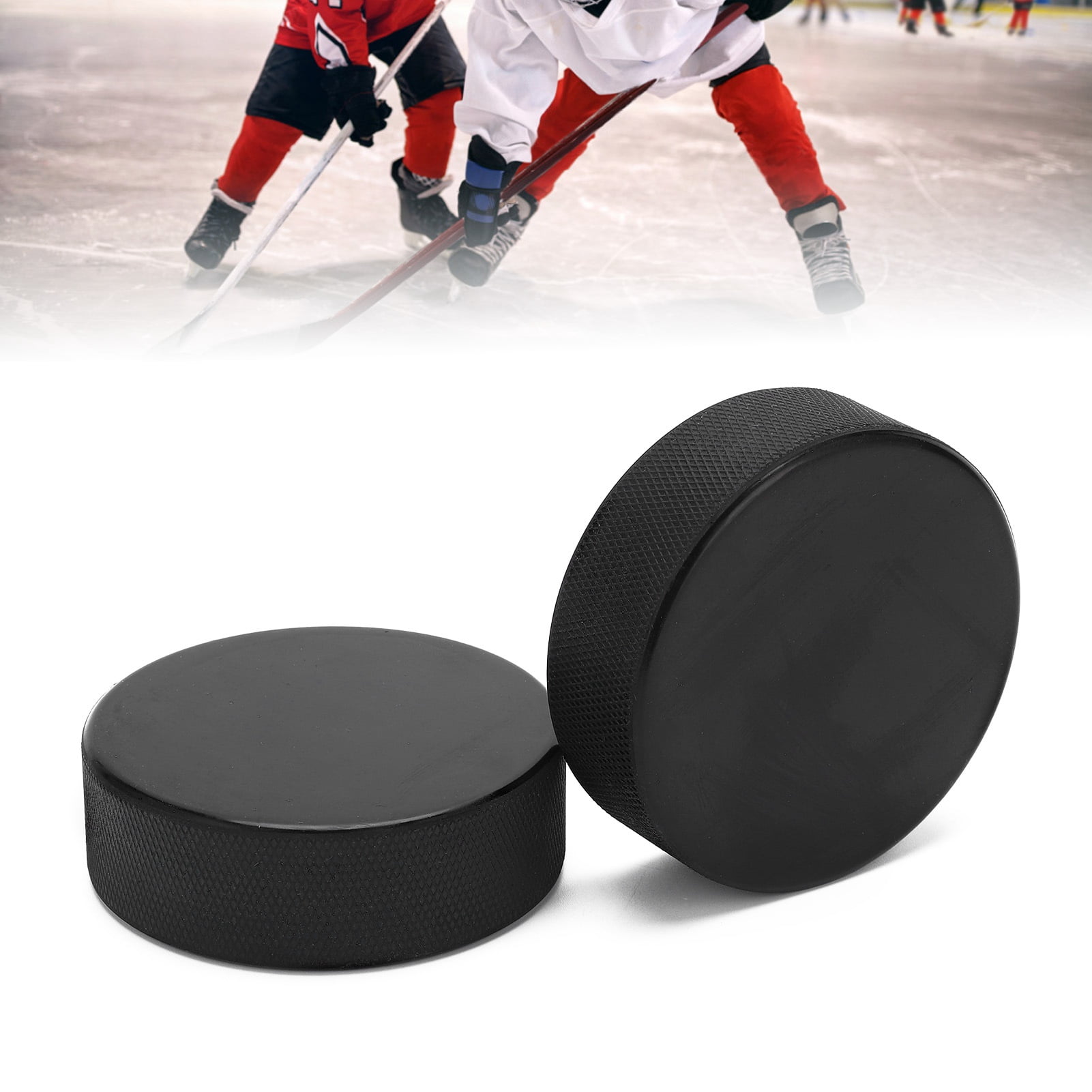 1 X Ice Hockey Pucks Rubber Orange Black Hockey Games Training Exercise Supplies 