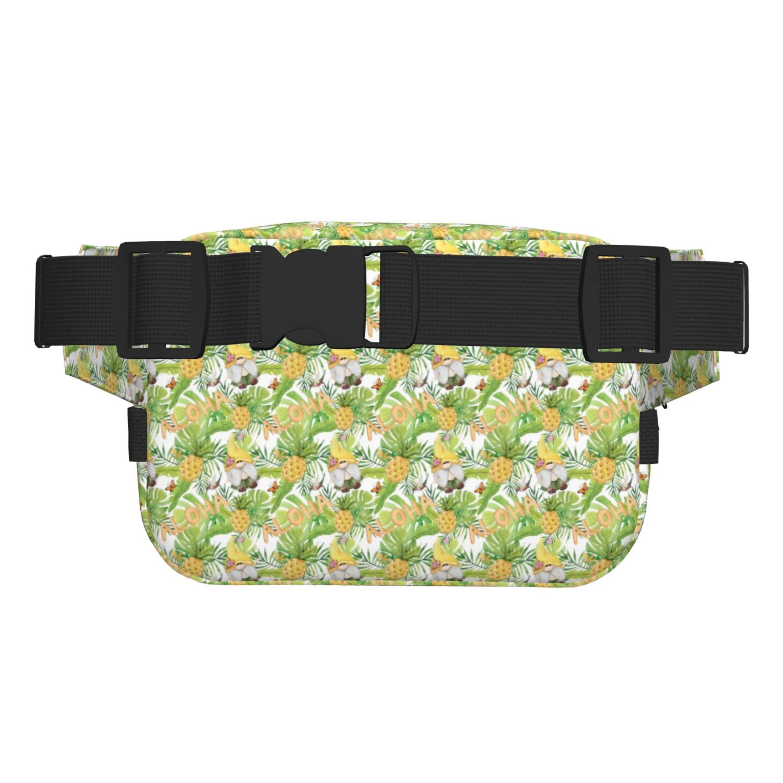 Picia Gnome and Pineapple Print Square Double-Layer Waist Bag Mini Adjustable Waist Belt Bag Exercise Running Travel Hiking