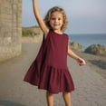 thumbnail image 4 of Zwiiyzr 2025 1-8Y Infant Toddler Baby Dress Summer Casual Cute Solid Color Sleeveless Dress Red, 4 of 9