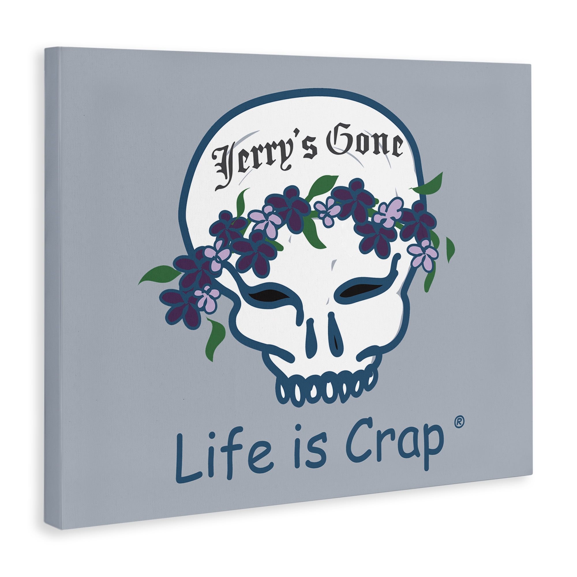 Stupell Industries Jerry's Gone Skull Novelty & Humor Painting Wrapped Canvas Art Print Wall Art, 20 x 16