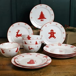 Gibson Tree Trimmings 20 Piece Round Ceramic Holiday Dinnerware Set Walmart