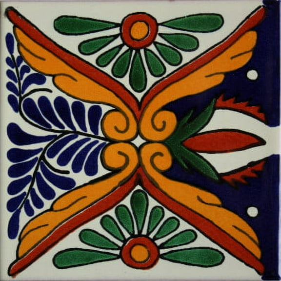 4.2x4.2 Tonichi Talavera Mexican Tile, Set of 9 pcs