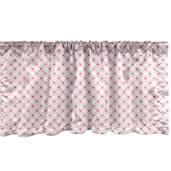 Ambesonne Romance Window Valance, Hearts Love Antique, 54" X 12", Red Rose White