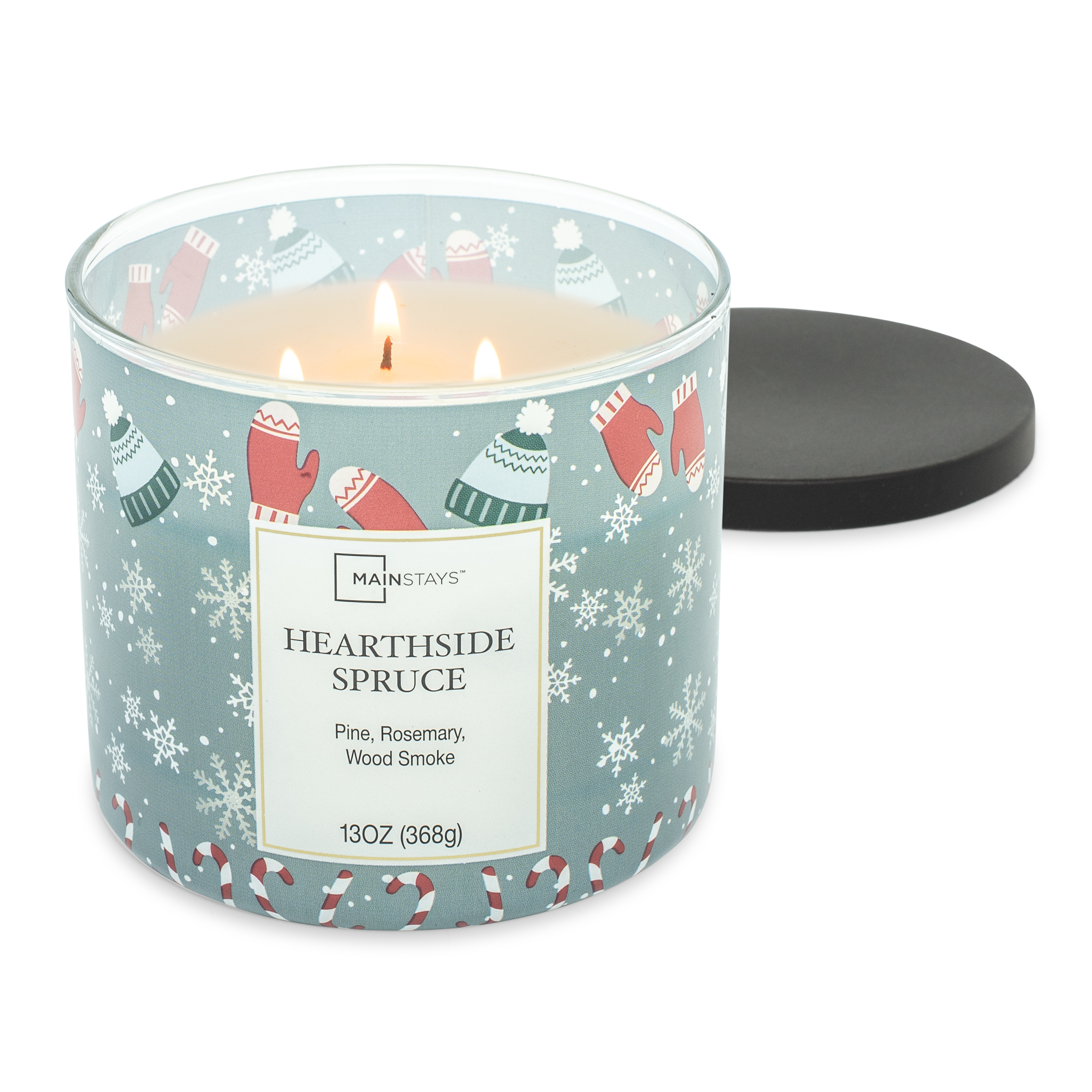 Mainstays Scented 3-Wick Jar Candle, Hearthside Spruce, 13 oz