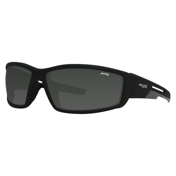 Maxx Zulu Sport Riding Sunglasses Black Frame Gunmetal Accents Smoke Polarized Lenses