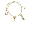 thumbnail image 2 of Delight Jewelry Goldtone Large Light Purple Crystal Heart Goldtone Dream Big Charm Bracelet, 7.5+2" Extender, 2 of 4