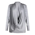 thumbnail image 1 of Tops con cuello en V drapeados y hundidos en la parte delantera de manga larga para mujer Gris l jinwen Camisa de cuello irregular, 1 of 8