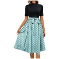 thumbnail image 2 of FDGIU Vintage A-Line Skirt - Women's High Waist Pleated Midi Skirt with Pockets (Polka Dot, Rockabilly Style), 2 of 6