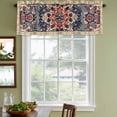 thumbnail image 3 of Bohemian Curtain Valances for Windows, Kitchen Valance Window Treatments Panel 2 Pack, Blue Retro Boho Ethnic Farmhouse Colorful Rod Pocket Short Curtains for Bathroom Bedroom 42 x 12 Inch, 3 of 8