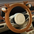 thumbnail image 4 of Funda de volante de invierno - Diseño de oso de peluche de forro polar para mujer, agarre cálido y protección antideslizante para volantes de 14-15 pulgadas, 4 of 7