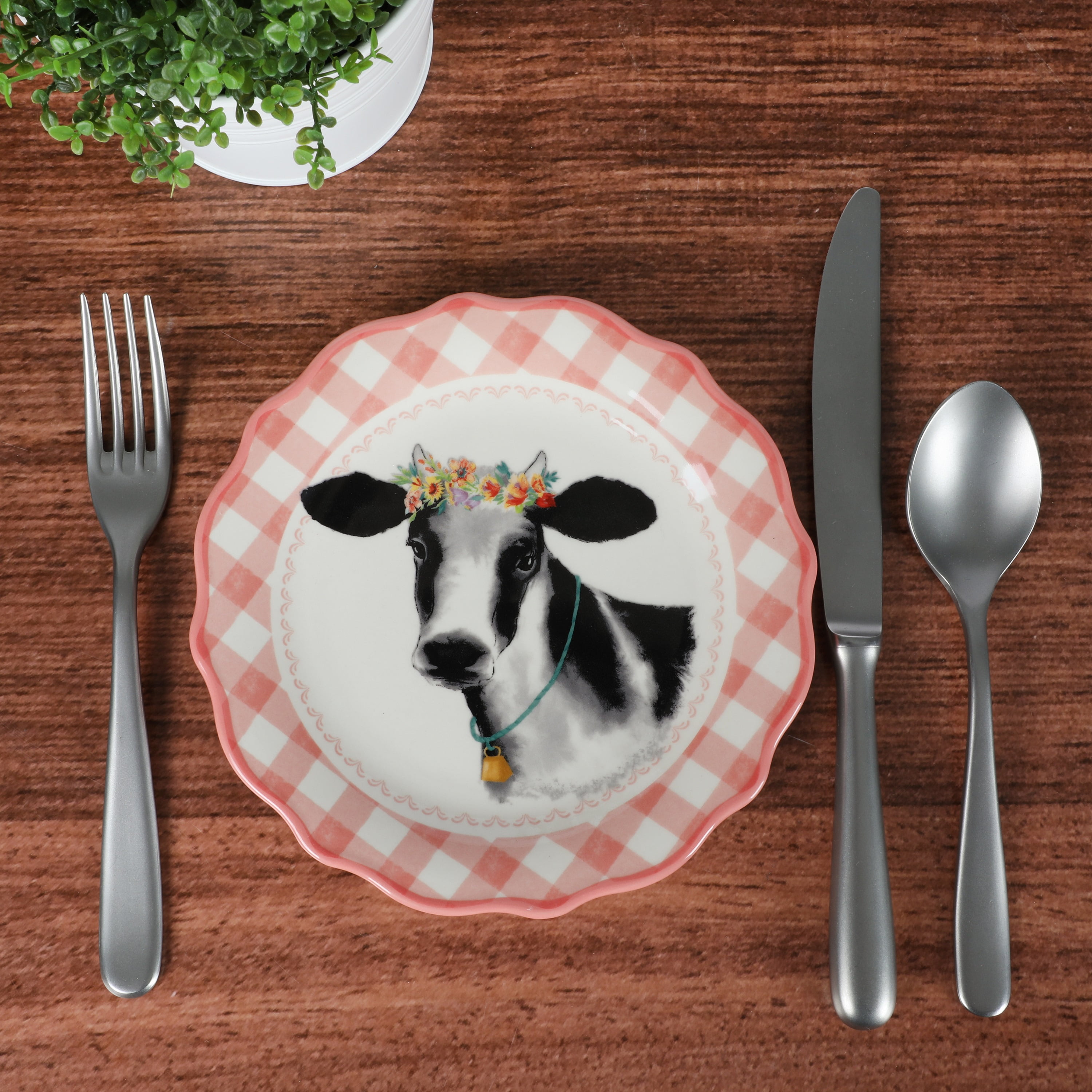 The Pioneer Woman Gingham Check Appetizer Plate, Red