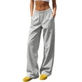 thumbnail image 2 of Khunlpohl Womens Casual Pants Elastic Waist Solid Color Joggers Pant Straight Legs Lightweight Loose Trousers with Pockets, 2 of 5