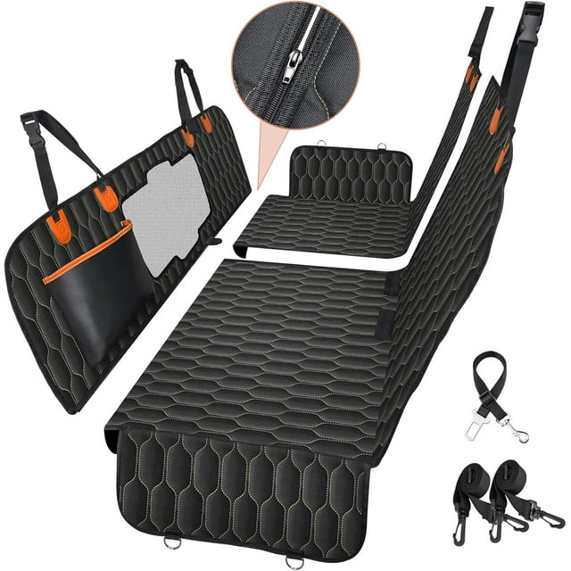 SUV Essentials Waterproof Dog Car Seat Cover, Non-Slip & Secure Fit, Breathable Mesh Visual Window, Durable & Waterproof Protection for Your Vehicle (6-in-1)