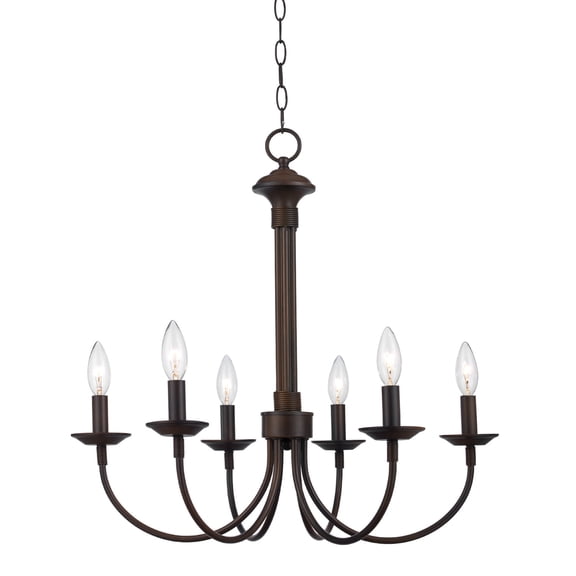 Six Light Rubbed Oil Bronze Up Chandelier