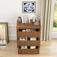 thumbnail image 5 of Fluted 3 Drawer Dresser, Mid Century Small Wood Chest for Bedroom, Modern Closet Clothes Organizer, Walnut Brown Storage Cabinet, 5 of 7