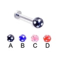 thumbnail image 1 of Labret With Multi-Gem Acrylic Colored Ball, 12 Ga,5/16" (8Mm) Long,Blue  - B, 1 of 1