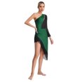 thumbnail image 4 of Haitryli Women Fringe Latin Dance Dress Irregular Hem Ballroom Tango Salsa Latin Dance Dress Green XXL, 4 of 8
