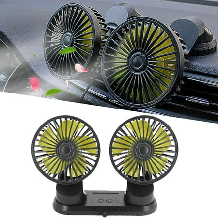 

Car Dual Head Fan Portable Electric Fan Vehicle Mounted USB Fan Auto Cooling Fan 3 Speed Levles for Dashboard SUV RV Tru