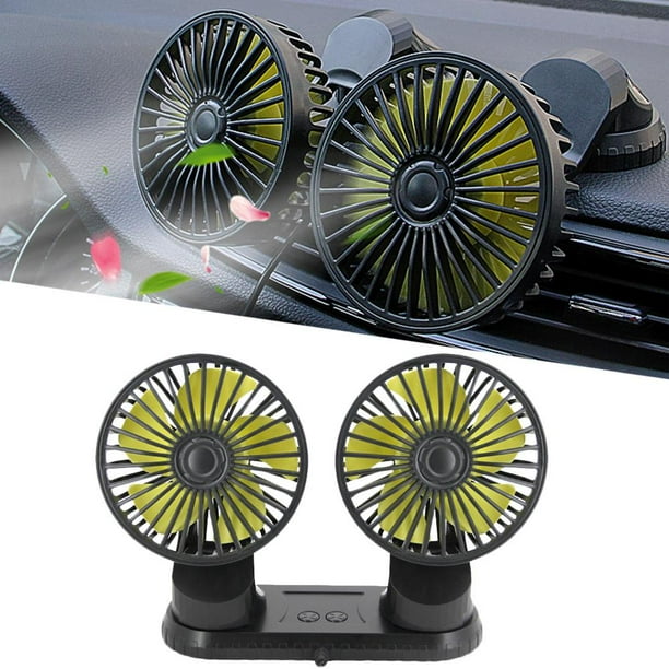 Car Dual Head Fan Portable Electric Fan Vehicle Mounted USB Fan Auto