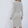 thumbnail image 4 of LYXSSBYX 2 Piece Outfit for Women Skirt Women's Long Sleeved Round Neck Solid Knitted Top Skirt Set, 4 of 4