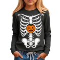 thumbnail image 5 of WhouRiu Girls Halloween Skeleton Graphic Tees Long Sleeve Crew Neck Tshirt Fall T Shirts 3-14 Years, 5 of 5
