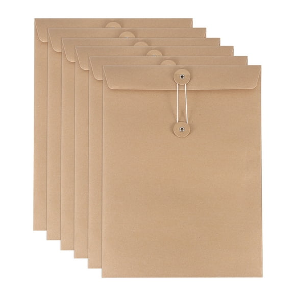 REGALWOVEN Kraft Paper Envelope with String Tie Closure Browwn A4