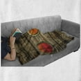 thumbnail image 6 of Nautical Soft Flannel Fleece Throw Blanket, Rustic Wooden Ship Backdrop Design Oval Windows Orange Ocean Scenes in Sundown, Cozy Plush for Indoor and Outdoor Use, 50" x 70", Multicolor, by Ambesonne, 6 of 6