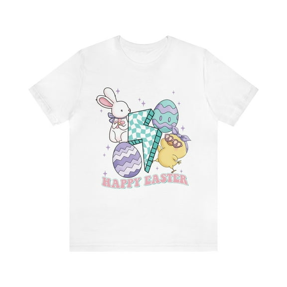 Retro Happy Easter Bunny Checkered Vintage Women's Shirt