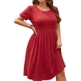 thumbnail image 3 of WellSize Summer Plus Size Dresses for Women Short Sleeve A-Line Midi Dresses Casual Floral Print Beach Dress with Pockets, 3 of 7