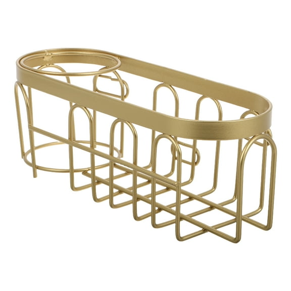 MLINS Kitchen Sink Sponge Holder 2-In-1 Kitchen Sink Caddie Dish Sponge Holder Stainless Steel Brush Holder Hanging Sink Organizer Kitchen Accessories Golden