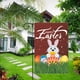 thumbnail image 4 of Bandera de Pascua para jardín, decoración de ambiente festivo para patio, bandera colgante con fondo de huevos y conejos de Pascua, bandera colgante de doble cara para patio exterior, banderas de poli, 4 of 8