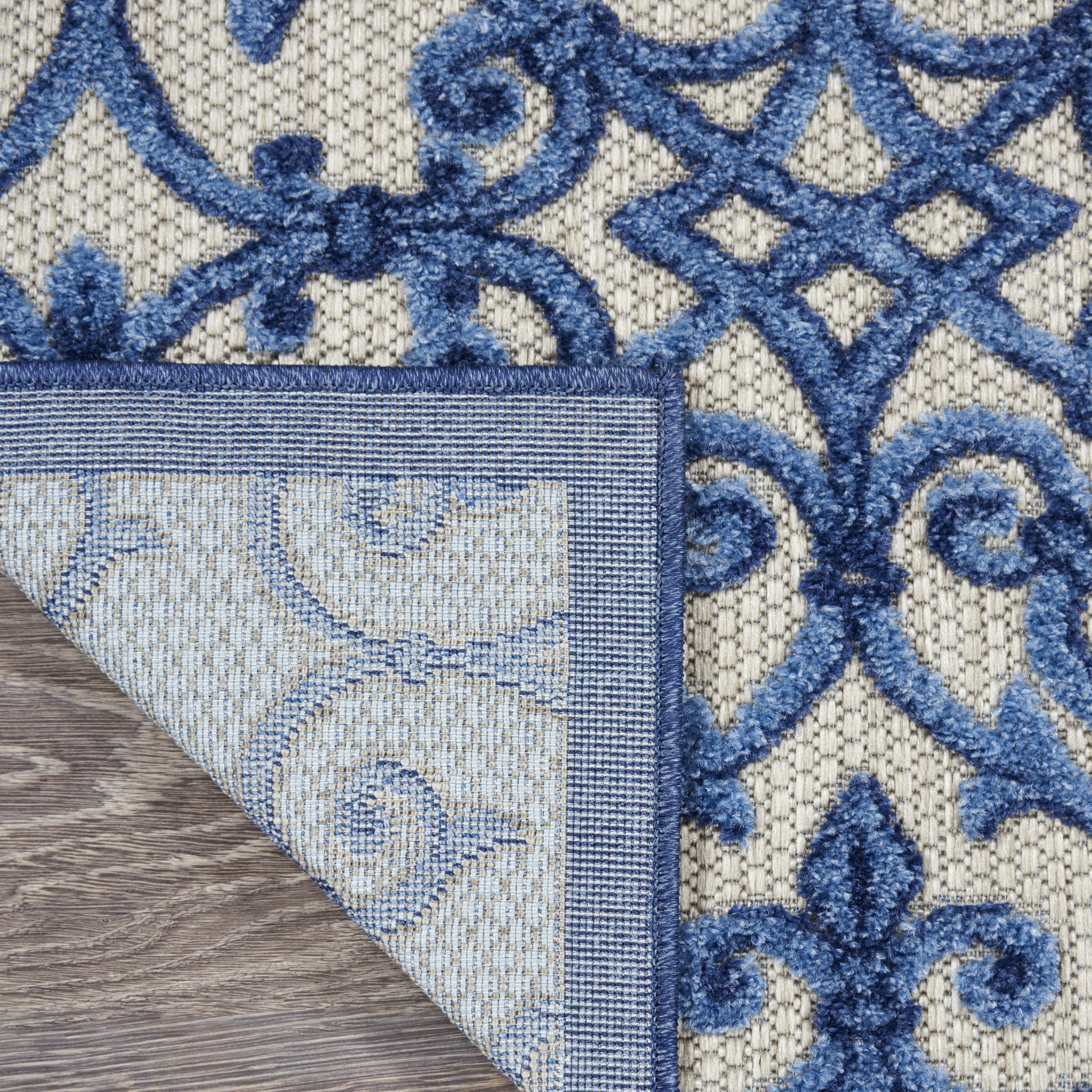 Nourison Aloha Indoor/Outdoor Grey/Blue 9'6" x 13' Area Rug, (10x13)
